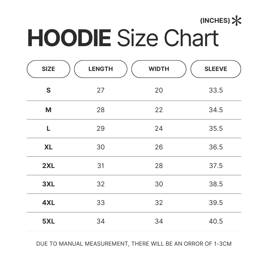 Hoodie Size Chart - MeatCanyon UK Shop