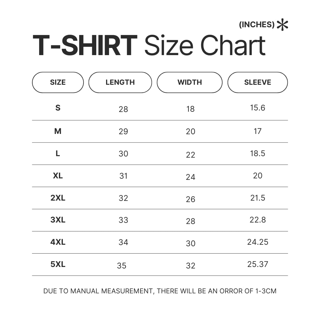 T shirt Size Chart - MeatCanyon UK Shop
