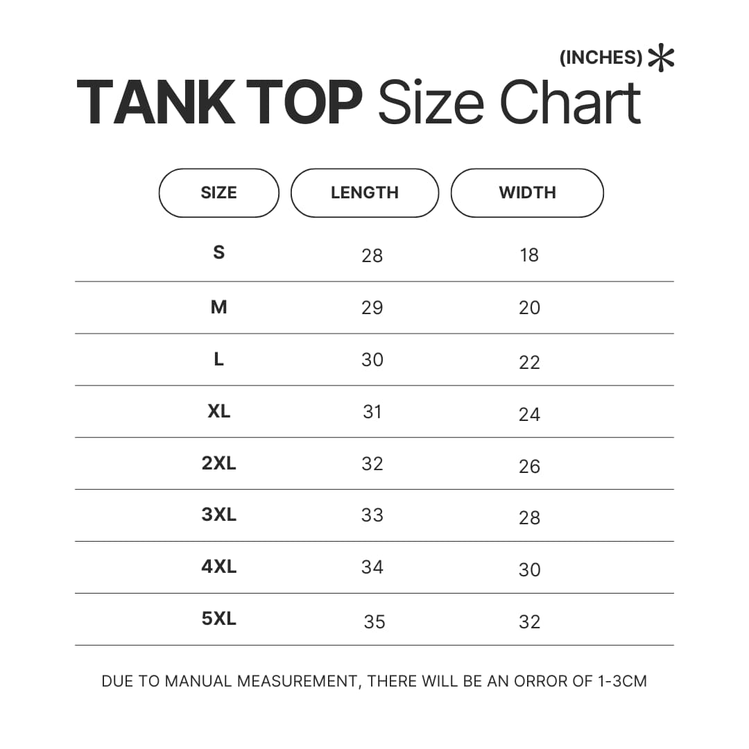 Tank Top Size Chart - MeatCanyon UK Shop