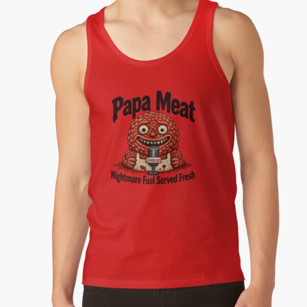 Papa Meat Nightmare Fuel Creepcast Faux Embroidery Tee Meatcanyon Tank Top - Image 4