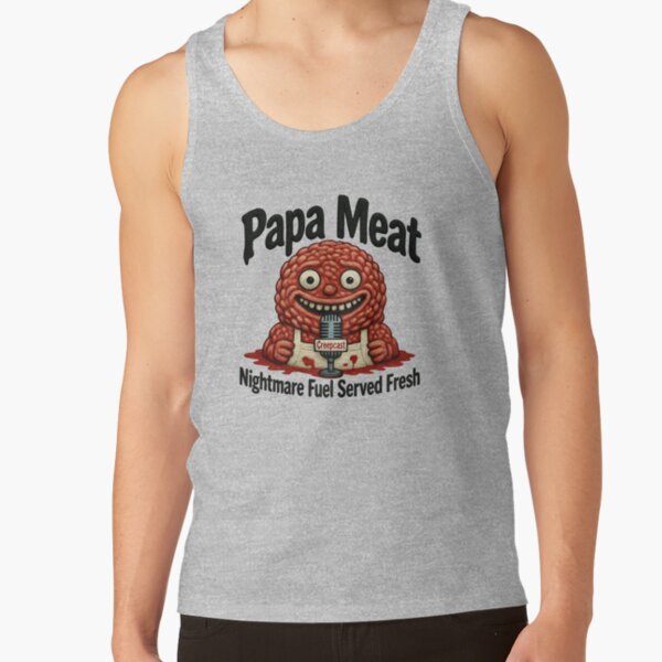 Papa Meat Nightmare Fuel Creepcast Faux Embroidery Tee Meatcanyon Tank Top - Image 3