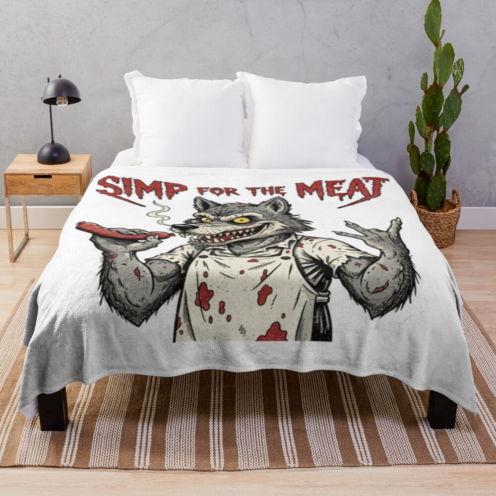 Papa Meat Nightmare Simp Funny Horror Throw Blanket