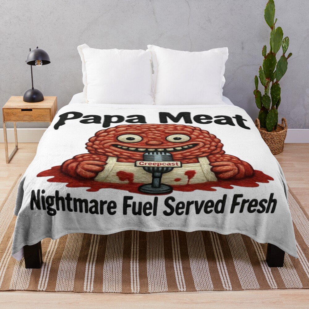 Papa Meat Nightmare Tee Meatcanyon Throw Blanket