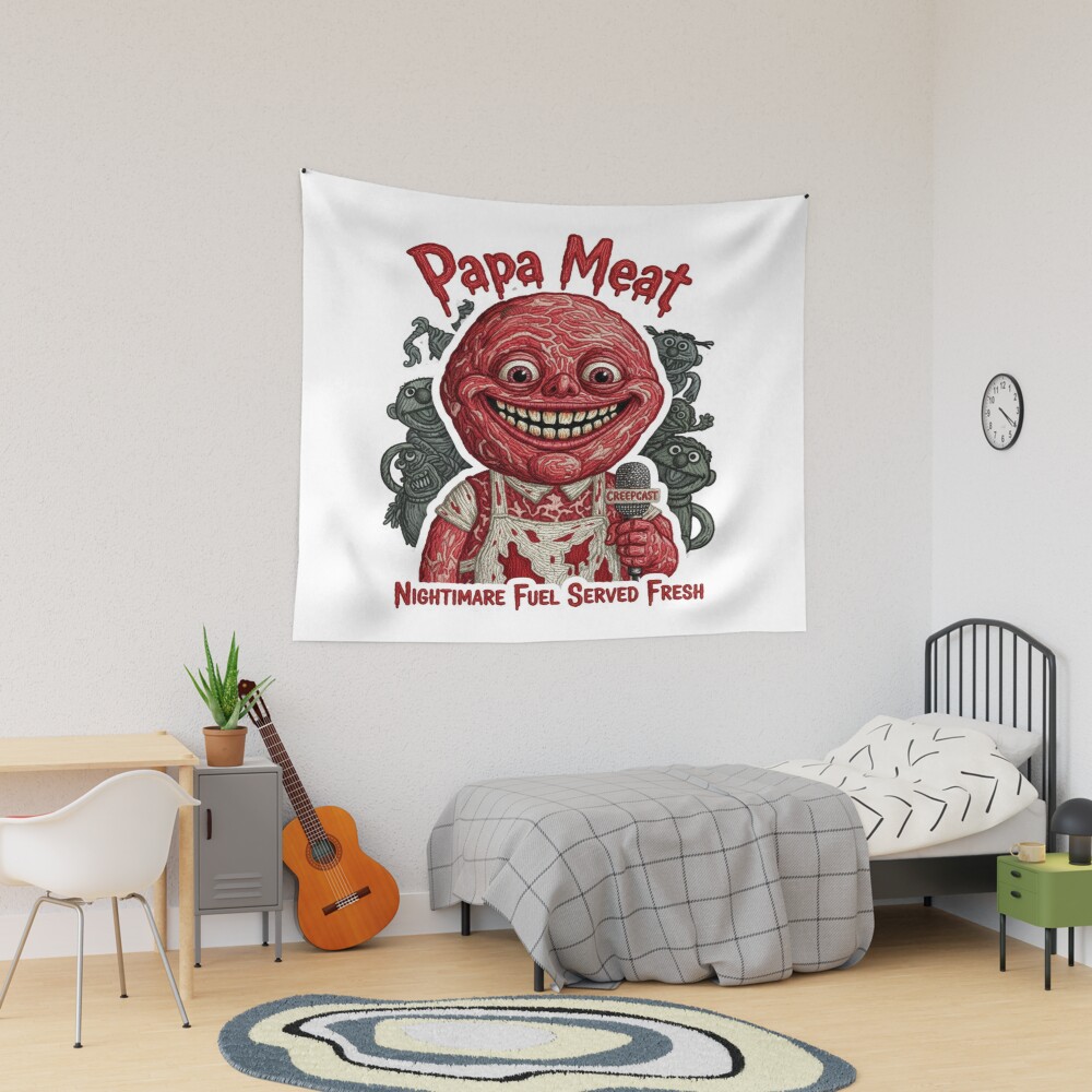 Papa Meat Nightmare Fuel Creepcast Faux Embroidery Tapestry